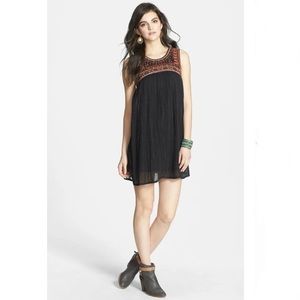 Free People Embroidered Bib Cotton Shift Dress